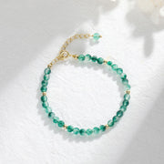 Buddha Stones 14K Gold Plated Natural Moss Agate Healing Bracelet - Moss Agate(Wrist Circumference:14-19cm) - image 0