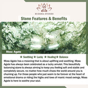 Buddha Stones 14K Gold Plated Natural Moss Agate Healing Bracelet - image 8