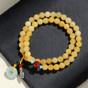 Buddha Stones Topaz Peace Buckle Double Wrap Design Wealth Bracelet - image 1
