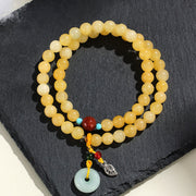 Buddha Stones Topaz Peace Buckle Double Wrap Design Wealth Bracelet - Topaz(Wrist Circumference:13-15cm) - image 0