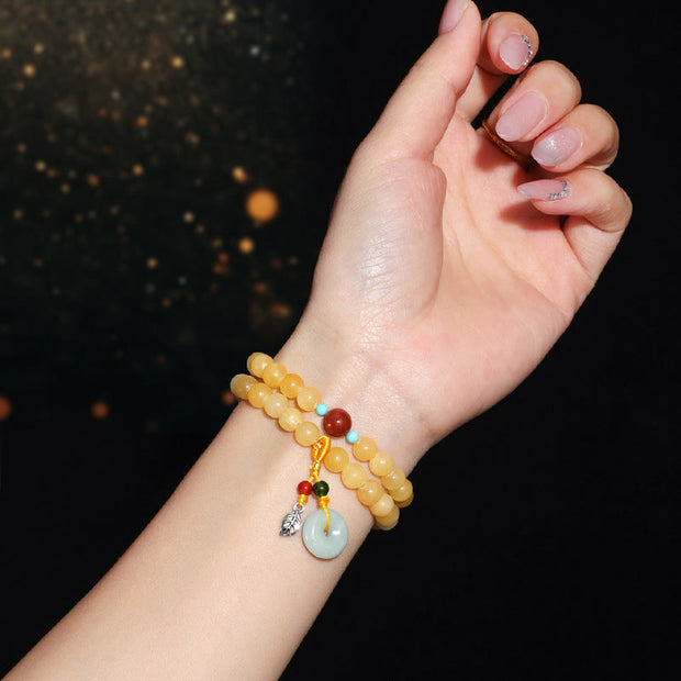 Buddha Stones Topaz Peace Buckle Double Wrap Design Wealth Bracelet - image 7