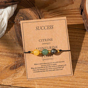 Buddha Stones Citrine Green Aventurine Pyrite Success Rope Card Bracelet - Round Beads(Wrist Circumference: 14-23cm) - image 1