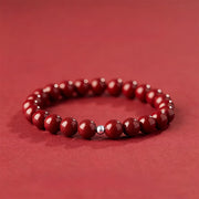 Buddha Stones 925 Sterling Silver Cinnabar Beads Blessing Bracelet - 8mm Cinnabar&5mm 925 Sterling Silver - image 8