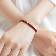 Buddha Stones Blessing and Protection 925 Sterling Silver Cinnabar Beads Bracelet - image 2