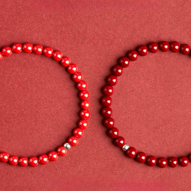 Buddha Stones 925 Sterling Silver Cinnabar Beads Blessing Bracelet - image 10