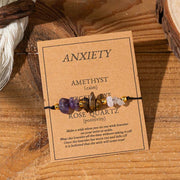 Buddha Stones Amethyst Tiger Eye Rose Quartz Protection Anti-Anxiety Card Rope Bracelet - Irregular Beads (Wrist Circumference: 14-23cm) - image 0