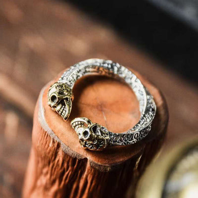 Buddha Stones The Lord Of The Corpse Forest Copper Double Skull Keep Away Evil Spirits Ring - Double Skull - image 0