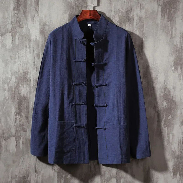 Buddha Stones Stand Collar Tang Suit Casual Shirt - DarkSlateBlue - US/UK/AU44，EU54 (5XL) - image 5