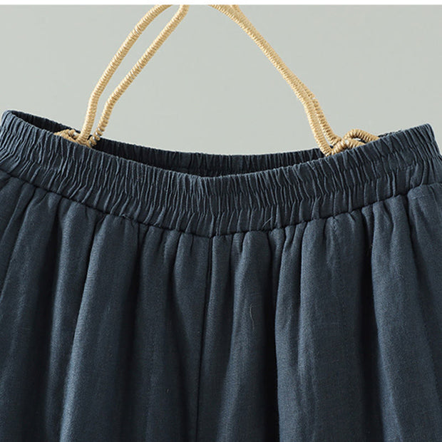 Buddha Stones Embroidered Frog Button Cotton Padded Women's Wide Leg Pants With Pockets - image 2