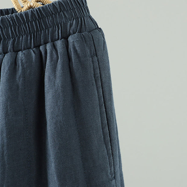 Buddha Stones Embroidered Frog Button Cotton Padded Women's Wide Leg Pants With Pockets - image 3