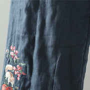 Buddha Stones Embroidered Frog Button Cotton Padded Women's Wide Leg Pants With Pockets - image 5