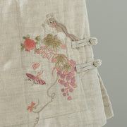 Buddha Stones Embroidered Frog Button Cotton Padded Women's Wide Leg Pants With Pockets - image 14