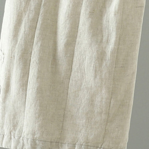 Buddha Stones Embroidered Frog Button Cotton Padded Women's Wide Leg Pants With Pockets - image 8