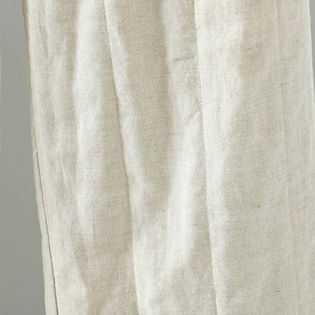 Buddha Stones Embroidered Frog Button Cotton Padded Women's Wide Leg Pants With Pockets - image 12