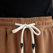 Buddha Stones Solid Color Drawstring Cotton Padded Women's Wide Leg Pants With Pockets - image 7