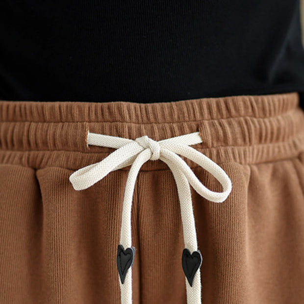 Buddha Stones Solid Color Drawstring Cotton Padded Women's Wide Leg Pants With Pockets - image 7
