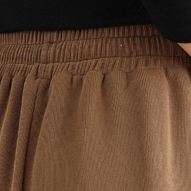 Buddha Stones Solid Color Drawstring Cotton Padded Women's Wide Leg Pants With Pockets - image 6