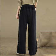 Buddha Stones Solid Color Drawstring Cotton Padded Women's Wide Leg Pants With Pockets - image 11