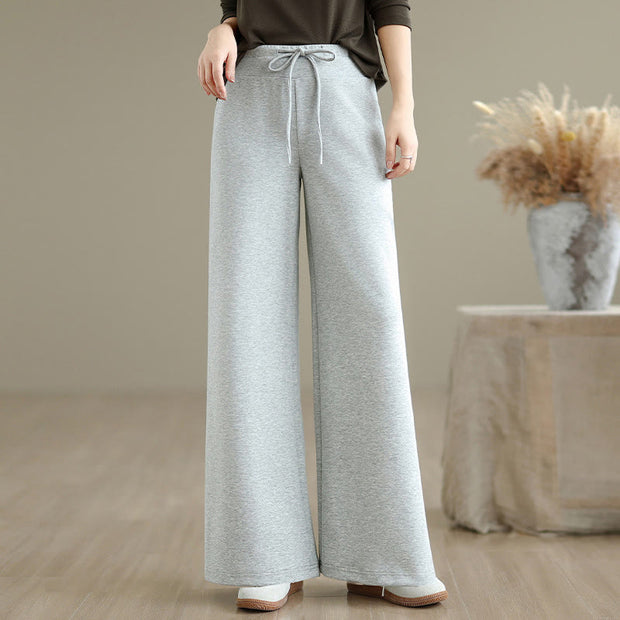 Buddha Stones Plain Drawstring Cotton Polyester Women's Wide Leg Pants With Pockets - image 14