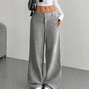 Buddha Stones Plain Corduroy Polyester Women's Buttons Wide Leg Pants With Pockets - DarkGray - US14，UK/AU18，EU46 (2XL) - image 6