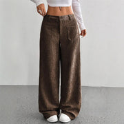 Buddha Stones Plain Corduroy Polyester Women's Buttons Wide Leg Pants With Pockets - SaddleBrown - US14，UK/AU18，EU46 (2XL) - image 12
