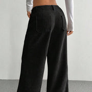 Buddha Stones Plain Corduroy Polyester Women's Buttons Wide Leg Pants With Pockets - image 21