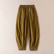 Buddha Stones Plain Cotton-padded Women's Harem Cotton Thick Pants With Pockets - image 2