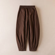 Buddha Stones Plain Cotton-padded Women's Harem Cotton Thick Pants With Pockets - image 9