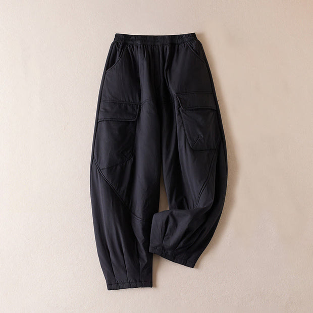 Buddha Stones Plain Cotton-padded Women's Harem Cotton Thick Pants With Pockets - Black - US8-10，UK/AU12-14，EU40-42 (2XL) - image 22