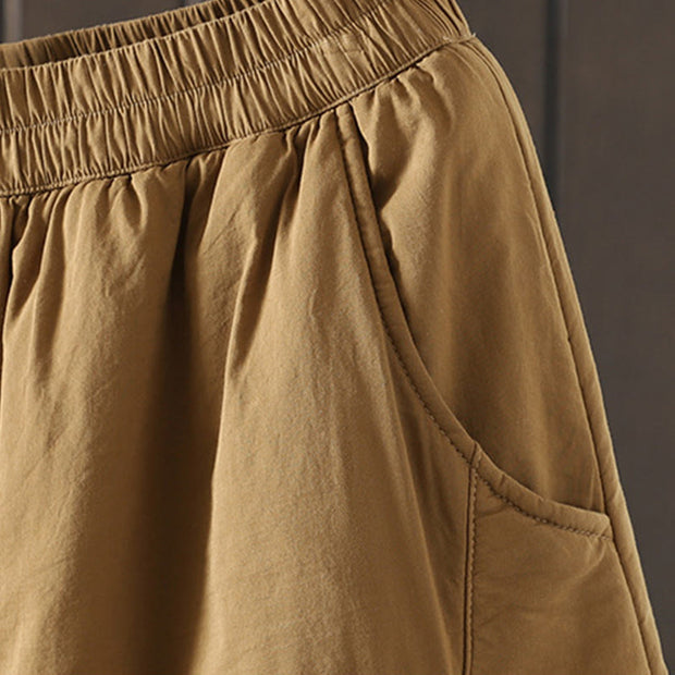 Buddha Stones Plain Warm Cotton-padded Women's Harem Cotton Pants With Pockets - image 4