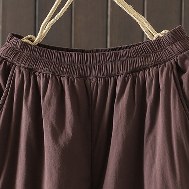 Buddha Stones Plain Warm Cotton-padded Women's Harem Cotton Pants With Pockets - image 9