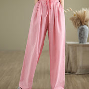 Buddha Stones Casual Straight-leg Women's Cotton Pants With Pockets - LightPink - US8-10，UK/AU12-14，EU40-42 (2XL) - image 14
