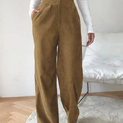 Buddha Stones Casual Corduroy Straight-leg Women's Cotton Pants With Pockets - DarkGoldenrod - US14，UK/AU18，EU46 (2XL) - image 0