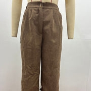 Buddha Stones Casual Corduroy Straight-leg Women's Cotton Pants With Pockets - image 1