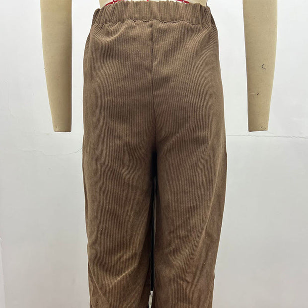 Buddha Stones Casual Corduroy Straight-leg Women's Cotton Pants With Pockets - image 2