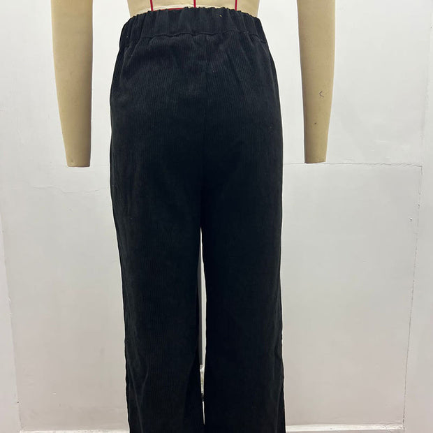 Buddha Stones Casual Corduroy Straight-leg Women's Cotton Pants With Pockets - image 5