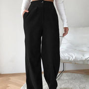 Buddha Stones Casual Corduroy Straight-leg Women's Cotton Pants With Pockets - Black - US14，UK/AU18，EU46 (2XL) - image 3