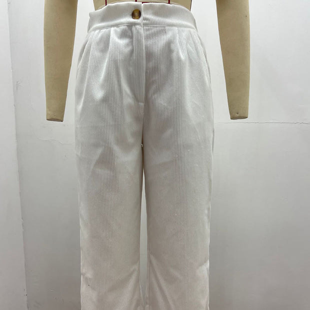 Buddha Stones Casual Corduroy Straight-leg Women's Cotton Pants With Pockets - image 8