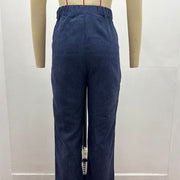 Buddha Stones Casual Corduroy Straight-leg Women's Cotton Pants With Pockets - Navy - US14，UK/AU18，EU46 (2XL) - image 15