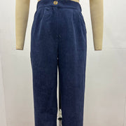 Buddha Stones Casual Corduroy Straight-leg Women's Cotton Pants With Pockets - image 16