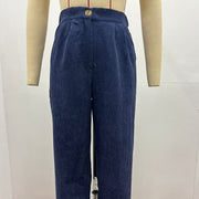 Buddha Stones Casual Corduroy Straight-leg Women's Cotton Pants With Pockets - image 17