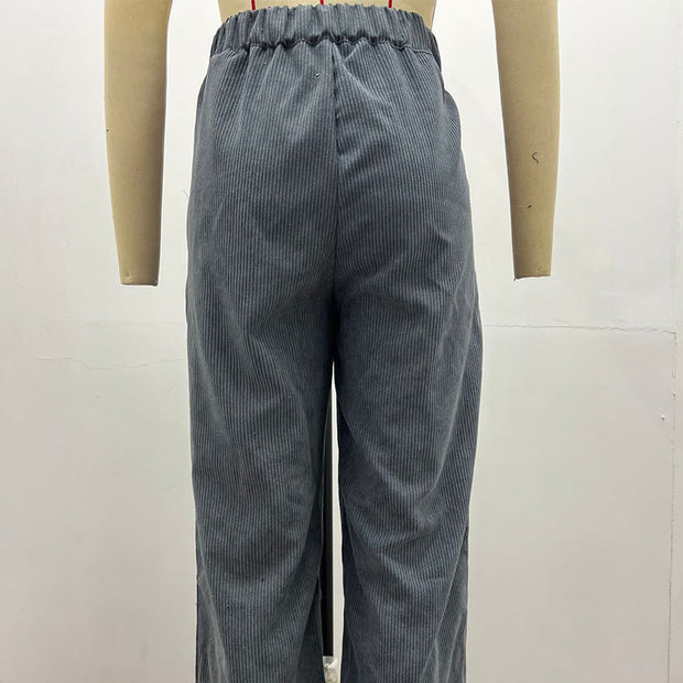 Buddha Stones Casual Corduroy Straight-leg Women's Cotton Pants With Pockets - image 24