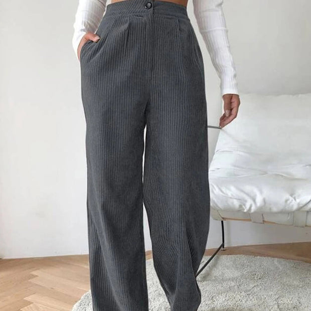 Buddha Stones Casual Corduroy Straight-leg Women's Cotton Pants With Pockets - Gray - US14，UK/AU18，EU46 (2XL) - image 22