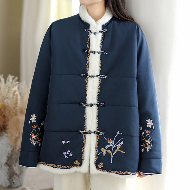 Buddha Stones Women's Long Sleeve Thickened Cotton-padded Cotton Jacket With Pockets - image 4