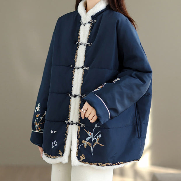 Buddha Stones Women's Long Sleeve Thickened Cotton-padded Cotton Jacket With Pockets - image 3