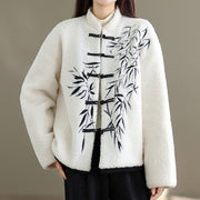 Buddha Stones Women's Embroidered Long Sleeve Thickened Cotton Jacket With Pockets - image 1
