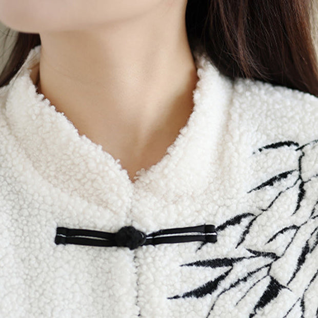 Buddha Stones Women's Embroidered Long Sleeve Thickened Cotton Jacket With Pockets - image 10
