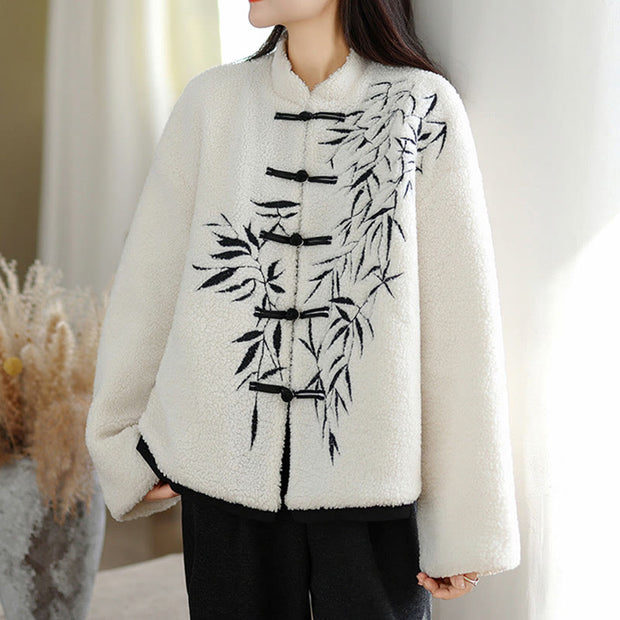Buddha Stones Women's Embroidered Long Sleeve Thickened Cotton Jacket With Pockets - image 4