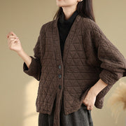 Buddha Stones Women's Buttons Long Sleeve Thickened Cotton Jacket With Pockets - image 2
