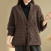 Buddha Stones Women's Buttons Long Sleeve Thickened Cotton Jacket With Pockets - image 1